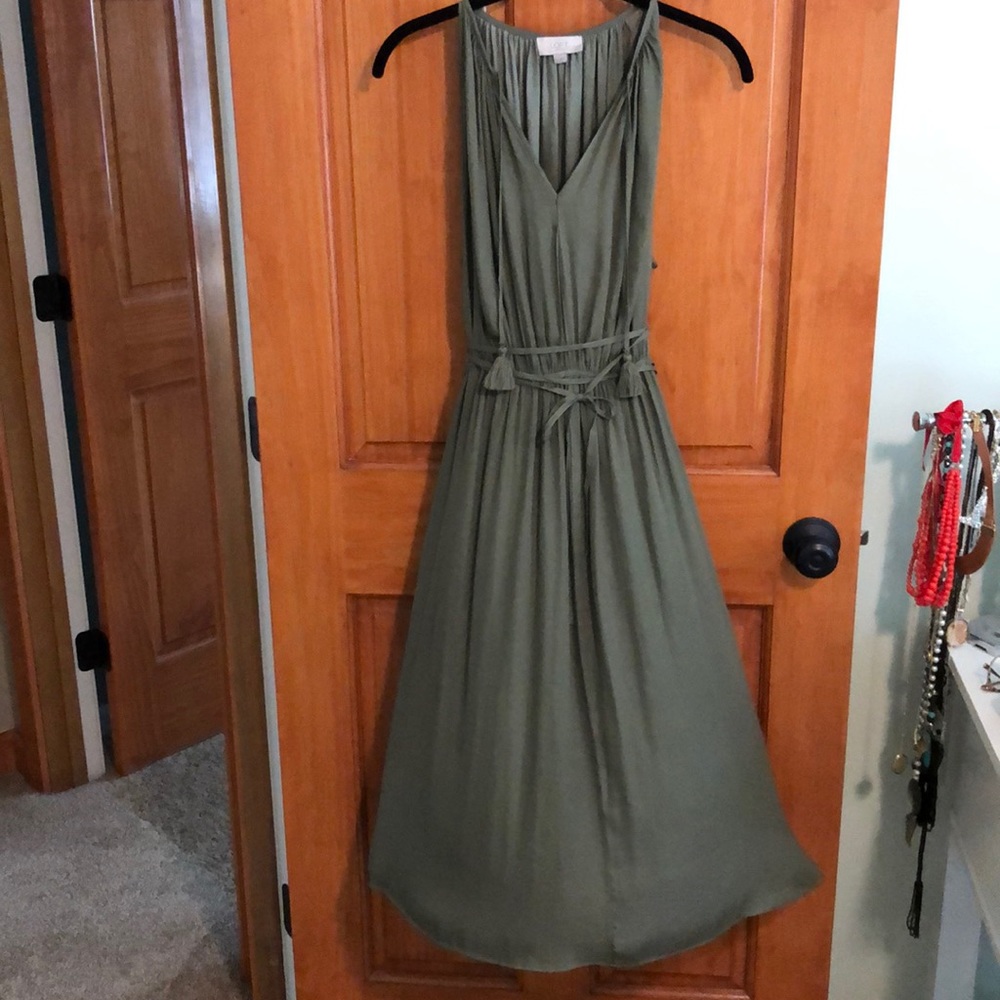 Army green silk-Esk Athena dress